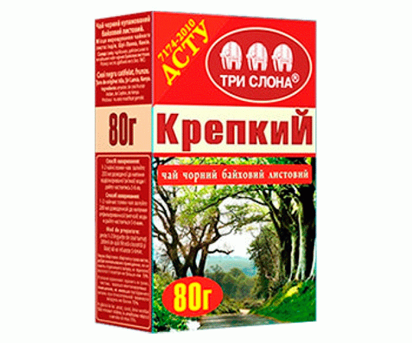 Чай чорний ДСТУ Три Слони Міцний 80 г