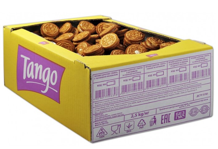 Печиво вагове Танго глазуроване згущене молоко 3 кг
