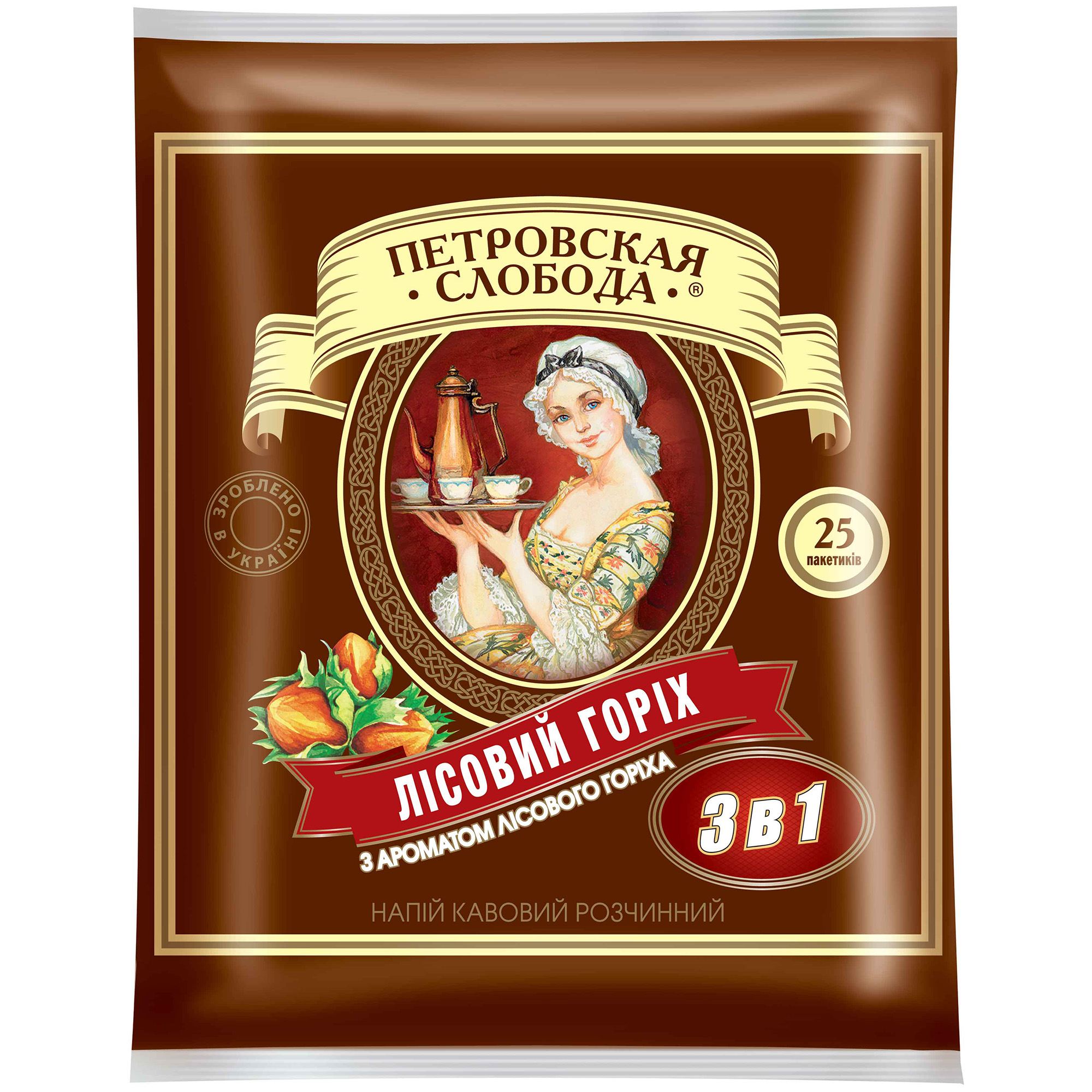 Кофейный напиток растворимый Петровская Слобода 3в1 орех 25 пакетов
