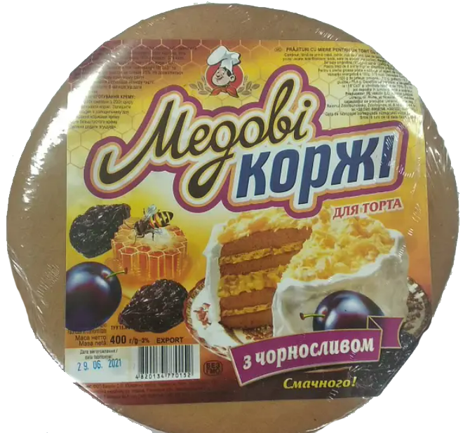 Коржи для торта медовые с черносливом Кухар-Чук 400 г