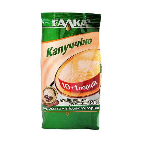 Кофейный напиток растворимый Капучино Галка ореховый 150 г