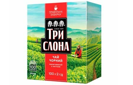 Чай черный пакетированный Три Слона 100 пакетов