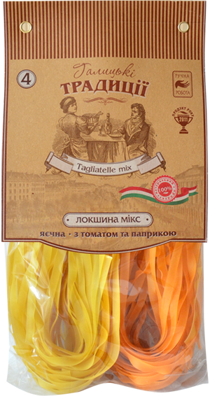 Галицкие традиции макар.изделия Лапша №4 микс из томат. 300г/20/(шт)